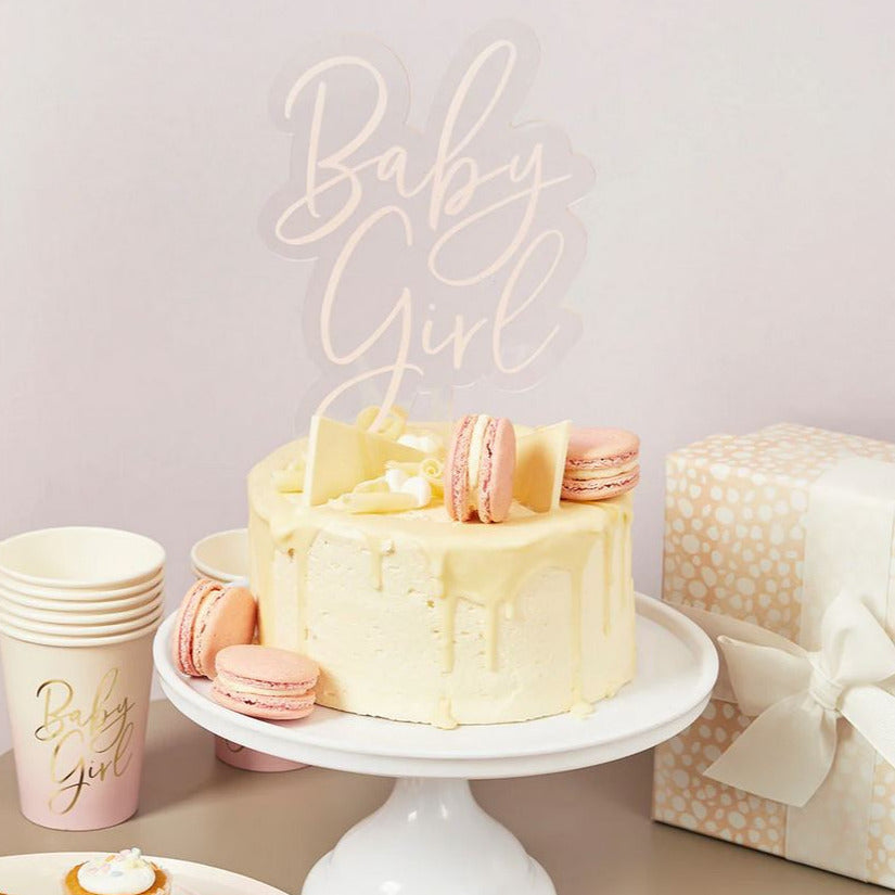 Baby Girl - kakun koriste, vaaleanpunainen