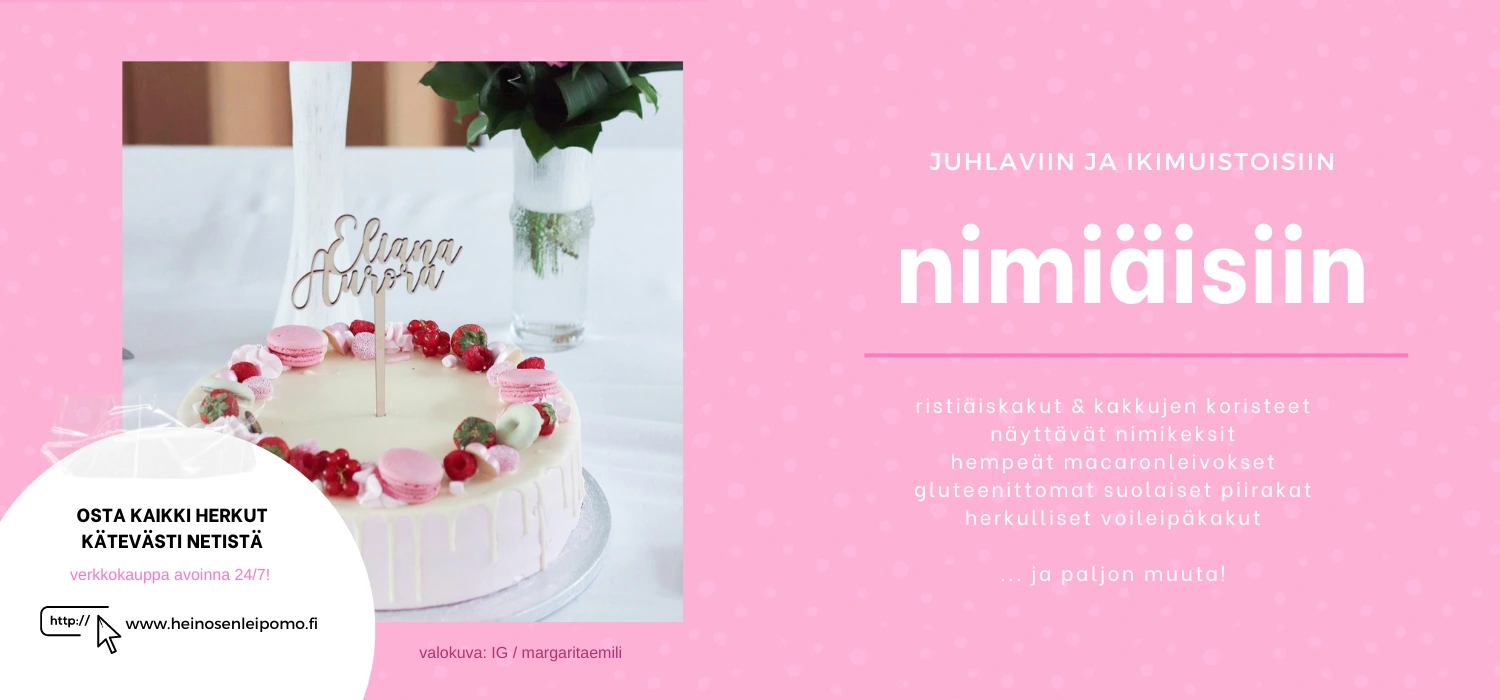 Nimiäiskakkujen tilaus verkkokaupasta