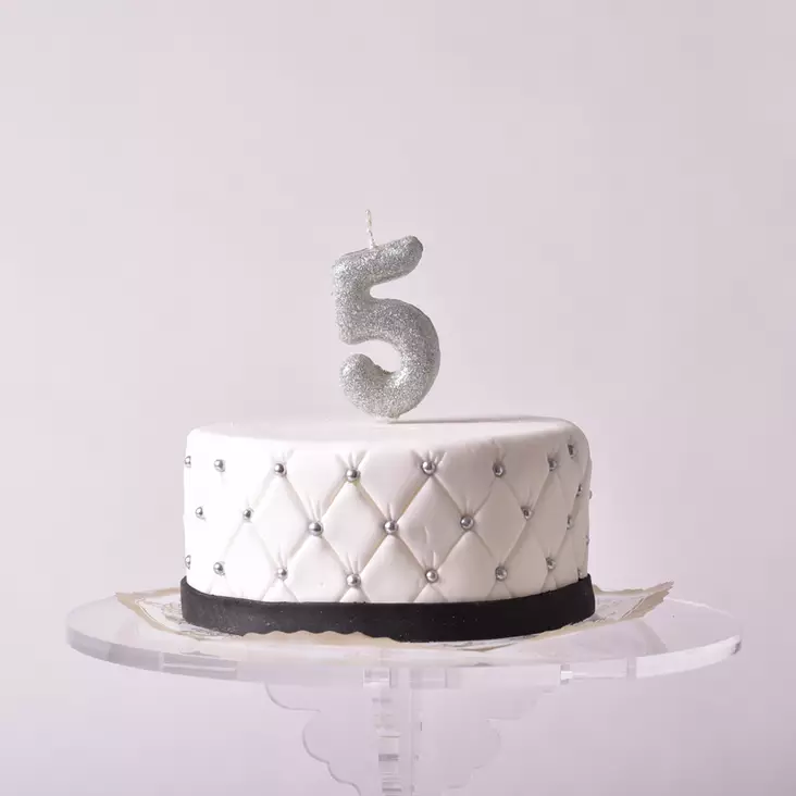 NUMEROKYNTTILÄ HOPEA GLITTER - Kakkukynttilät - 0024 - 1